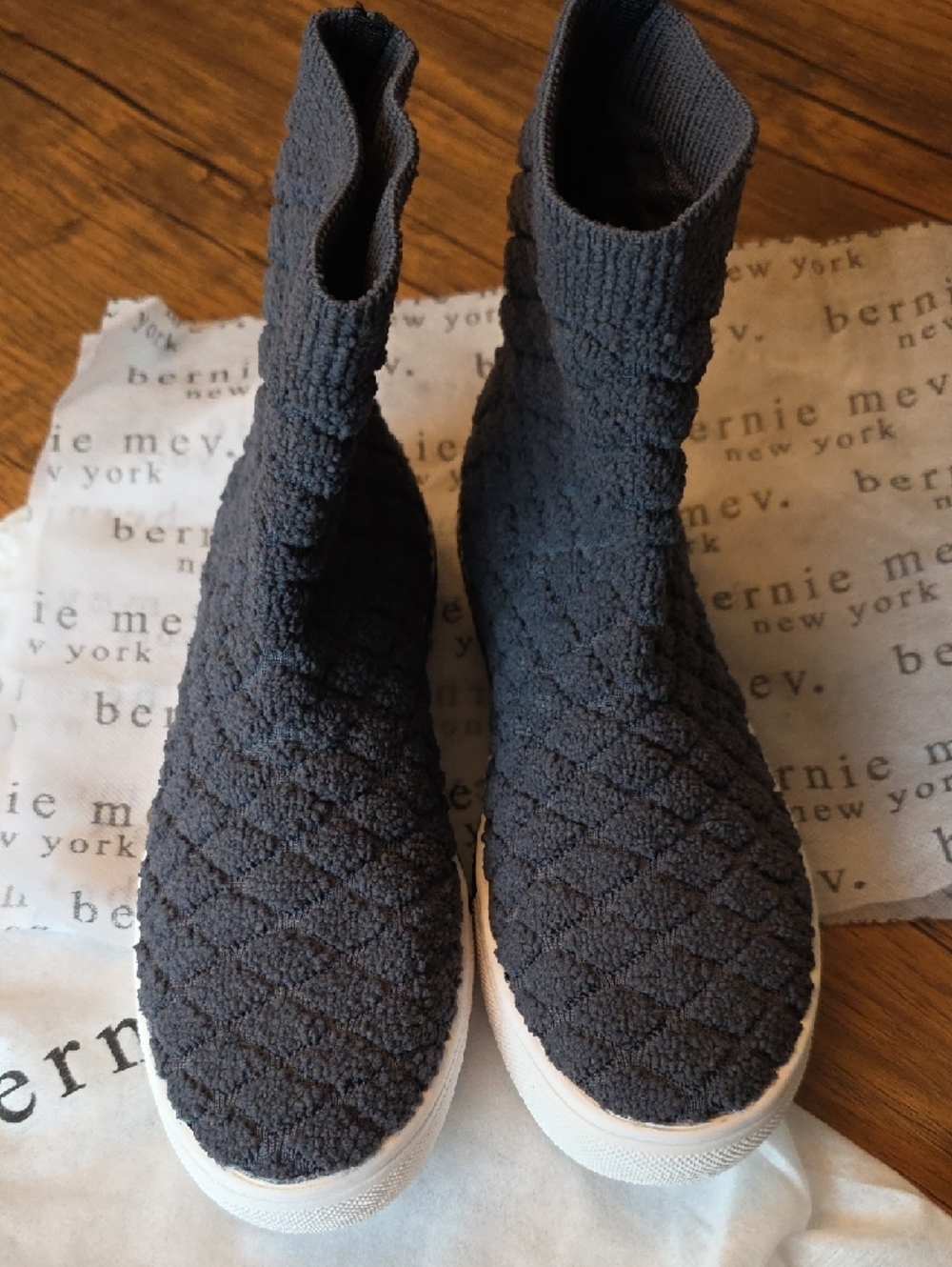 bernie mev. Quilted Knit Slip-On Sneakers in Charcoal Gray - Picture 3 of 5